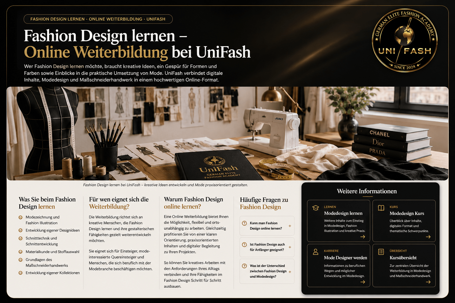 Fashion Design lernen mit Recherche, Moodboard, Fashion Illustration, Materialkonzept und Kollektionsentwicklung